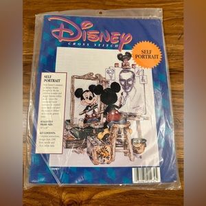 Disney Mickey SELF PORTRAIT Cross Stitch Kit Out of Print SEALED 16x20